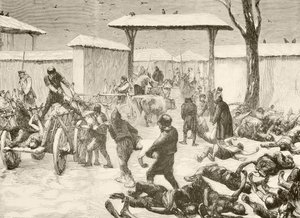 1877'de Bulgaristan'ın Plevna kuşatmasından sonra ölülerin kurtarılması (litho) by English School