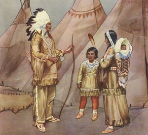 Kızılderili ailesi (renkli lito) by English School