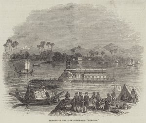 Demir Buharlı Gemi "Benares"in Kalıntıları (gravür) by English School