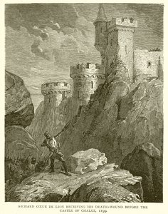 Richard Coeur de Lion, Ölüm Yarasını Chaluz Kalesi önünde alırken, 1199 by English School