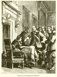 Richard Cromwell tahttan çekilmesini imzaladı by English School