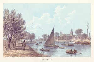 Thames Nehri: Chiswick (renkli gravür) by English School