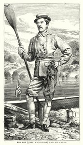 Rob Roy, John MacGregor ve Kanosu (renkli gravür) by English School