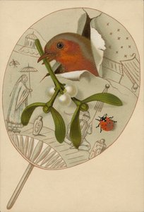 Robin ve ökseotu (chromolitho) by English School