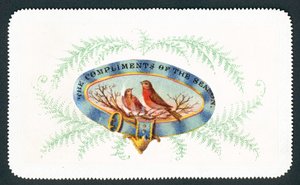 Eğreltiotu ile oval oturan Robins, Noel Kartı by English School