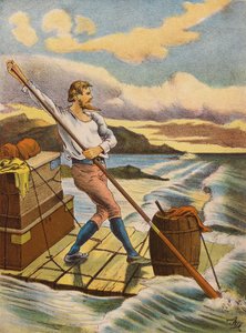 Robinson Crusoe (renkli taş baskı) by English School