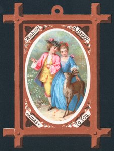 Geyik, Noel kartı ile romantik çift by English School