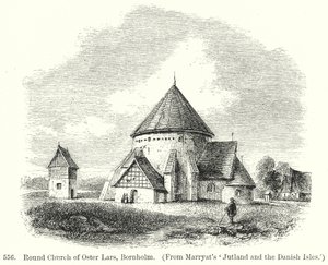 Oster Lars Yuvarlak Kilisesi, Bornholm (gravür) by English School