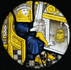 15. yüzyılın sonları Şubat ayını tasvir eden Roundel (vitray) by English School