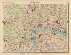 Royal Atlas, c 1900: Central London (renkli taş) by English School