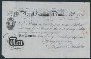 Royal Haymarket Bank, şaka teatral banknot by English School