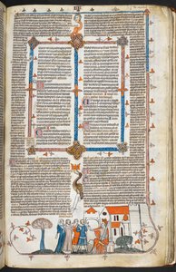 Kraliyet MS 10 IV f.240r Kral, Sarayını ve marjinal dekorasyonunu savunuyor, 