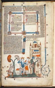 Kraliyet MS 10 IV f.314r Kral, Kraliçe ve Marjinal Dekorasyonlu Kaleleri, 