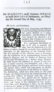 Her iki Parlamento Meclisine Kraliyet Konuşması, 2 Mayıs 1745 (baskı) by English School