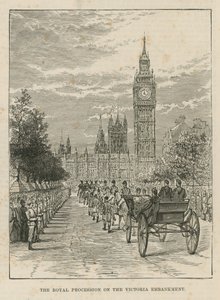 Victoria Embankment üzerinde Kraliyet alayı by English School