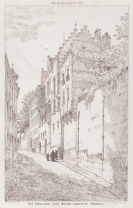 Rue Terracken, Maison Gravestein ile, Brüksel (gravür) by English School