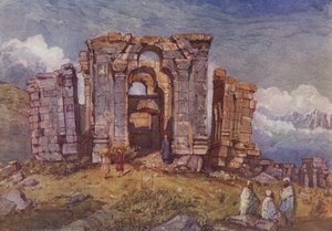 Martand Güneş Tapınağı Harabeleri, Keşmir (renkli taş) by English School