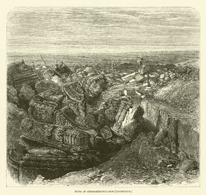 Tell-Hum (Capernaum) sinagogunun kalıntıları (gravür) by English School