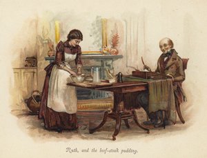 Ruth ve biftekli puding (chromolitho) by English School