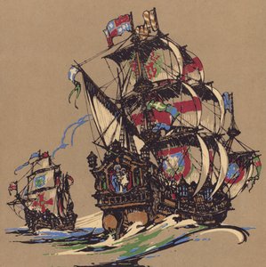 Yelkenli gemiler (renkli taş) by English School