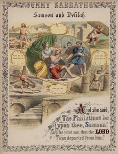 Samson ve Delilah (renkli gravür) by English School
