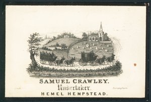 Samuel Crawley, cenaze levazımatçısı, ticaret kartı by English School