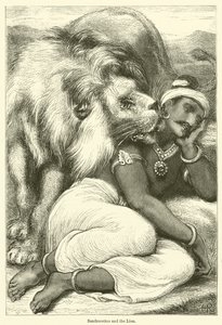 Sandrocottus ve Aslan (gravür) by English School