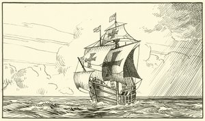 Santa Maria (kağıt üzerine mürekkep) by English School
