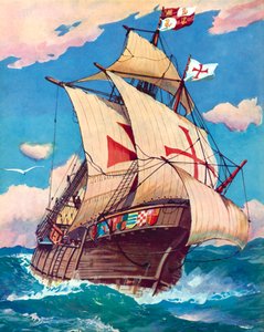Santa Maria, Kristof Kolomb (renkli taş) by English School