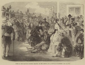 Bir Yaralı Konvoyunun Gelişinde, Chalons Tren İstasyonundaki Sahne (gravür) by English School