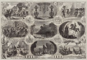 Pantomimler ve Müsriflerden Sahneler (gravür) by English School