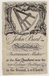 Bilimsel Enstrüman Üreticisi, John Bird, ticari kart by English School