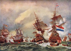 İngiliz-Hollanda Savaşları Deniz Savaşı, c.1700 by English School