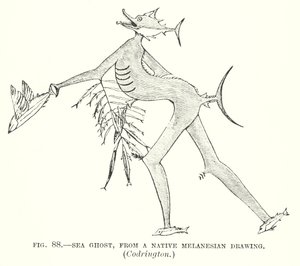 Deniz hayaleti, yerli bir Melanezya çiziminden, Codrington (lito) by English School