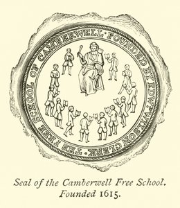 1615 yılında kurulan Camberwell Özgür Okulu Mührü by English School