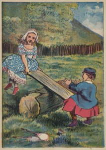 See-Saw, Margery Daw (renkli taş baskı) by English School