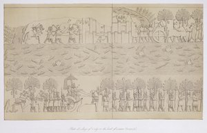 Nehir kıyısında bir şehrin kuşatması, Austen Henry Layard (1817-94) tarafından Nineveh ve Kalıntıları'ndan 42 numaralı levha, 1849'da yayınlandı by English School