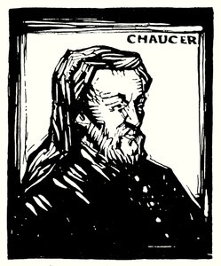 Siluet portre, Geoffrey Chaucer (litografi) by English School