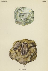 Silikatlar, topaz (renkli taş) by English School
