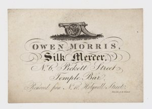 Silk Mercer, Owen Morris, ticaret kartı by English School
