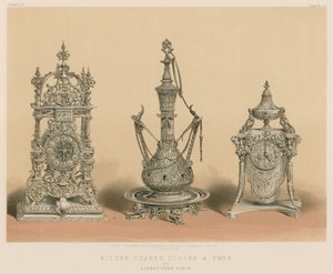 Barbedienne, Paris tarafından Gümüş Kovalanmış Saatler ve Ewer by English School