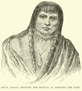 Sioux Indian, saç şekillendirme yöntemini gösteriyor by English School