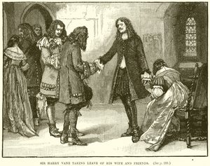 Sir Harry Vane, Karısından ve Arkadaşlarından veda ederken by English School