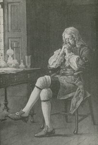 Sör Isaac Newton oturmuş rüya görüyor by English School
