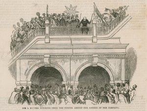 Sir Isambard Brunel, şirketin alkışları arasında tünelden inerken by English School