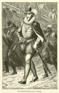 Sir Richard Bulkeley kiliseye gidiyor (gravür) by English School