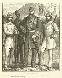 Sir Samuel White Baker, Edwin Higginbottom, Teğmen Baker, Yarbay Abd El-Kader (gravür) by English School
