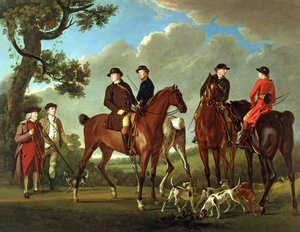 Sir Thomas Gascoigne ve Sir Walter Vavasour, Rahip, Papaz ve Av Hizmetkarları ile by English School