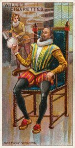 Sir Walter Raleigh sigara içiyor by English School