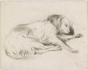 Uyuyan Köpek, c.1840 (kağıt üzerinde grafit) by English School